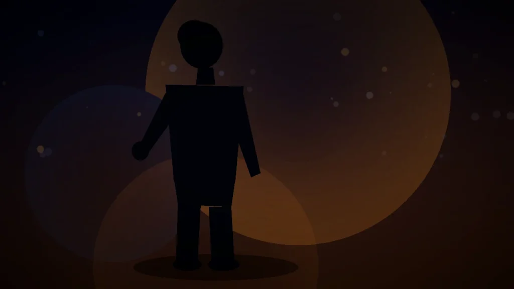 Silueta humana de perfil frente a luz ámbar cinematográfica, persona pensativa sobre decisiones de crédito